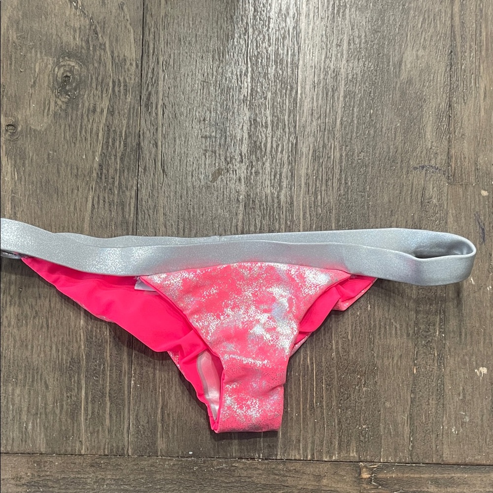 Beach Bunny Pink and Silver Bikini Bottom
